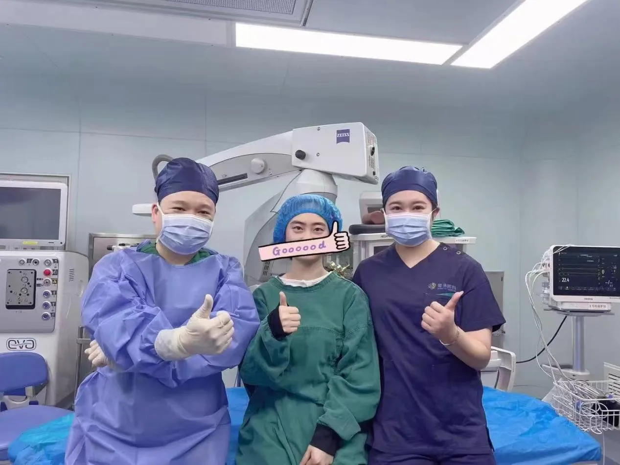 Celebrating successful surgery outcome with patient